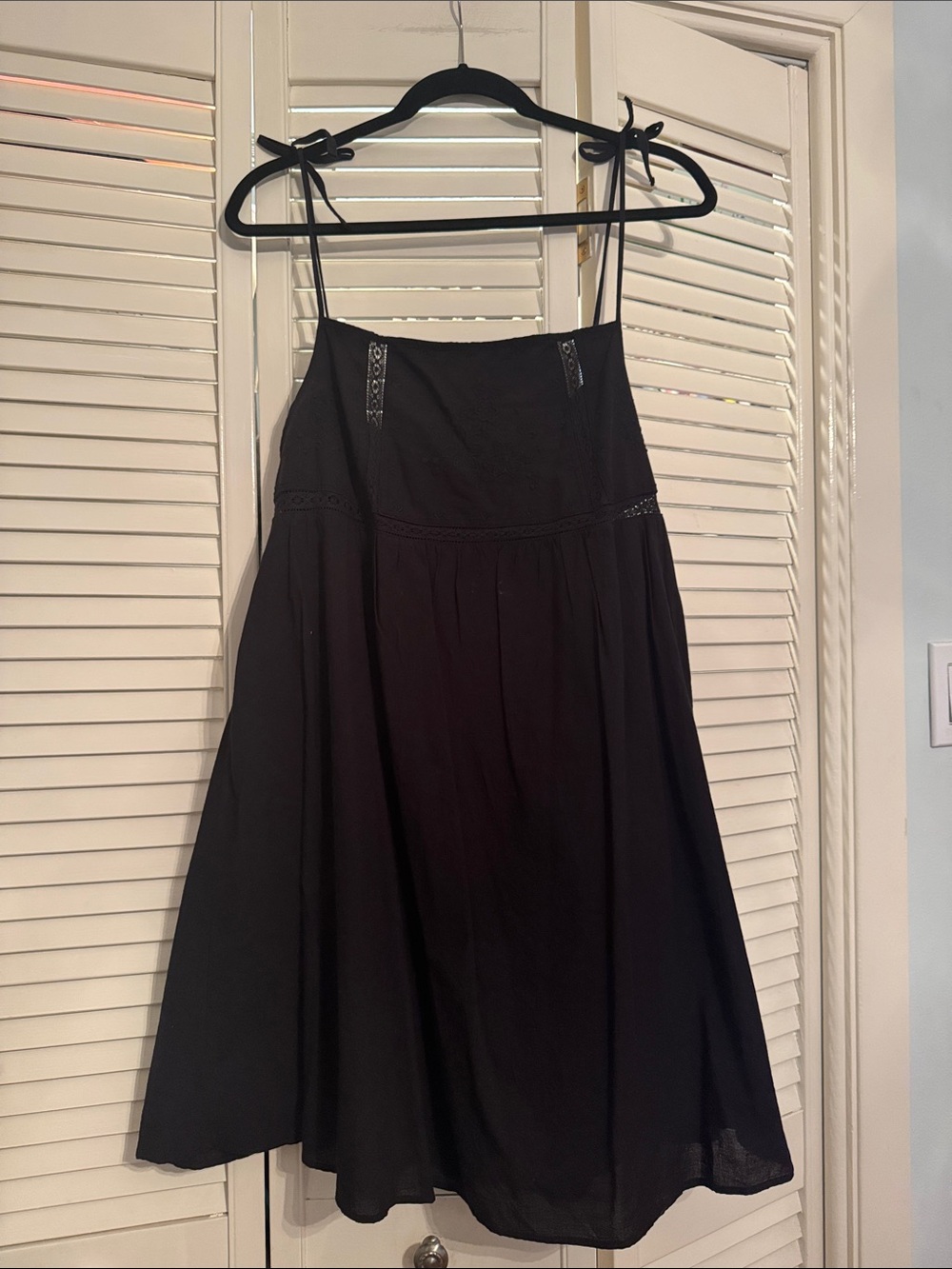 2/$25 Black Tie-Shoulder Eyelet Dress